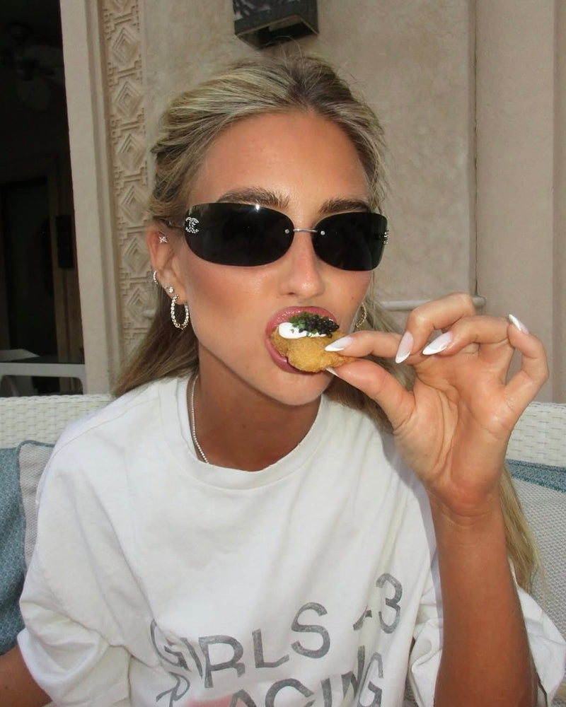 Chanel Metal Crystal CC Oval Sunglasses