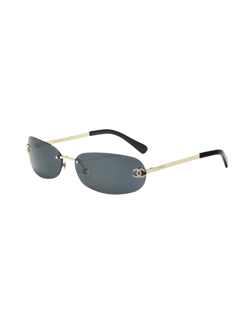Chanel Metal Crystal CC Oval Sunglasses