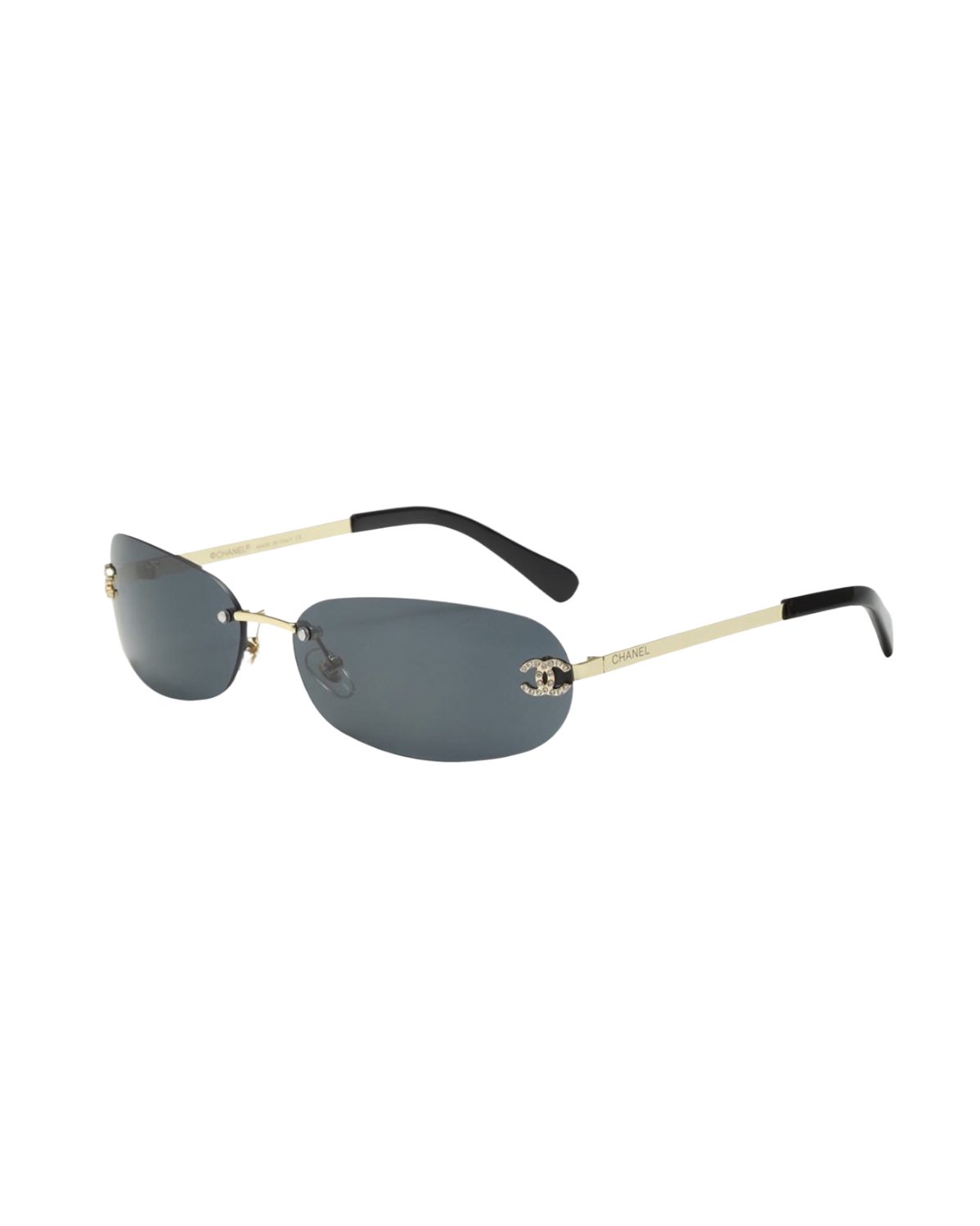 Chanel Metal Crystal CC Oval Sunglasses