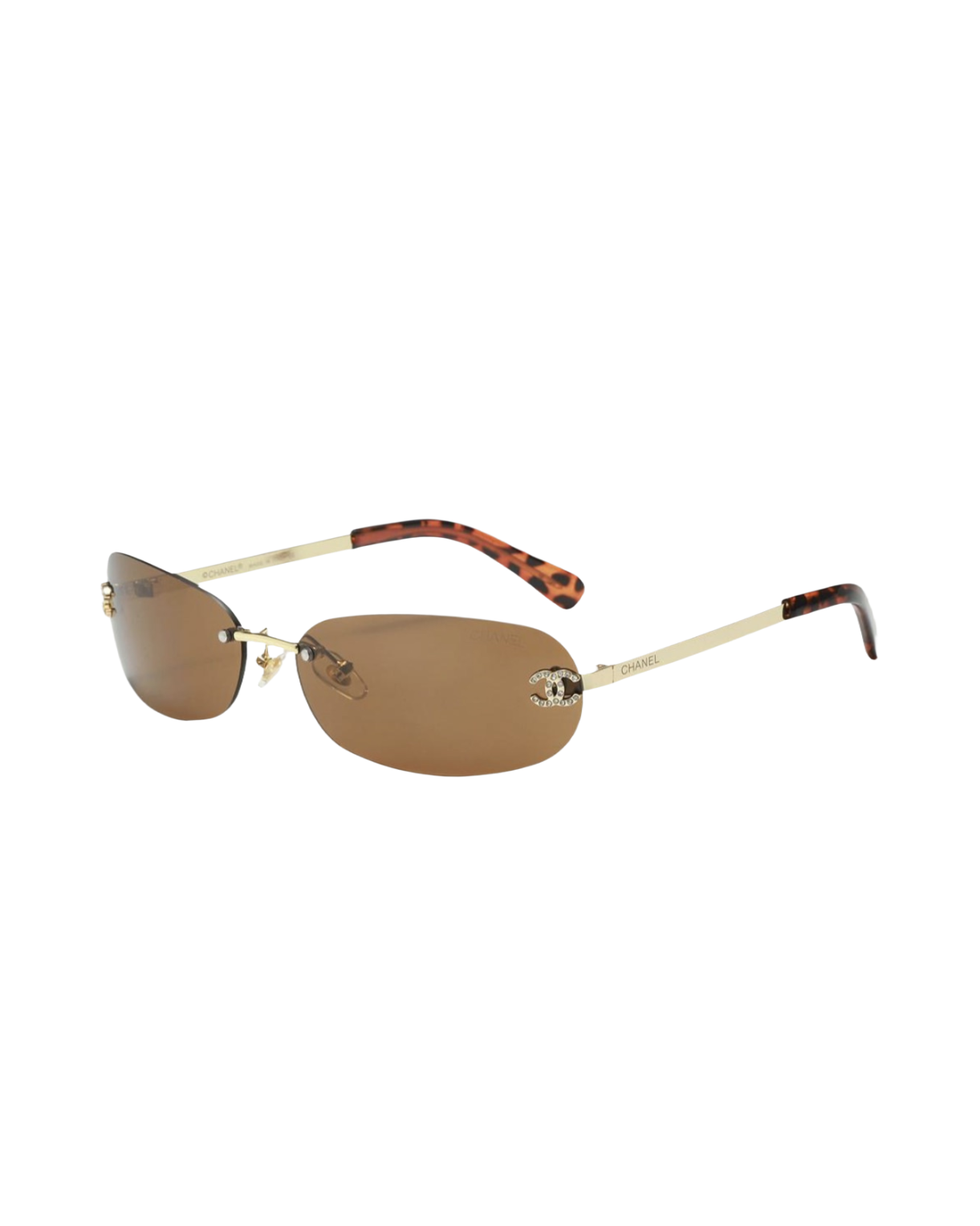 Chanel Metal Crystal CC Oval Sunglasses