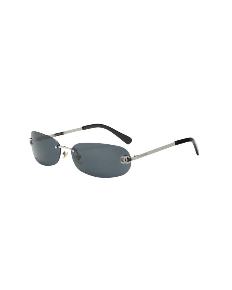 Chanel Metal Crystal CC Oval Sunglasses